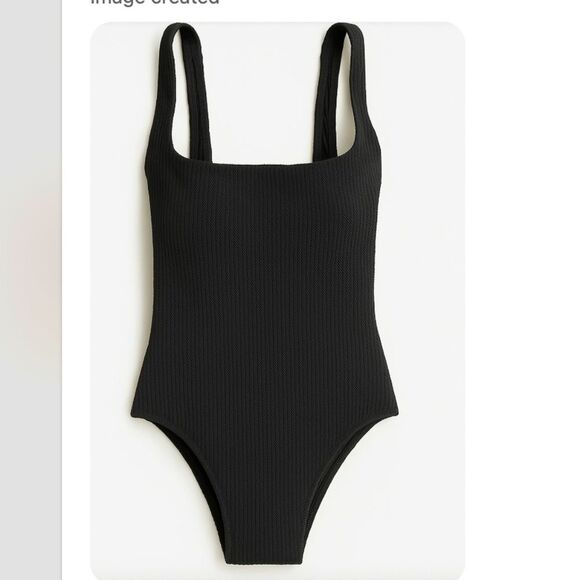 NEW J. Crew plus size 22 or 3X Ribbed Square neck one piece black - Picture 1 of 7